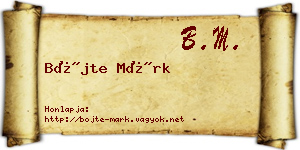Böjte Márk névjegykártya